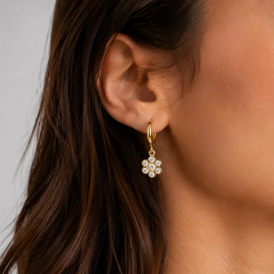 Brinco Argola Flor de Cristais, foto 3