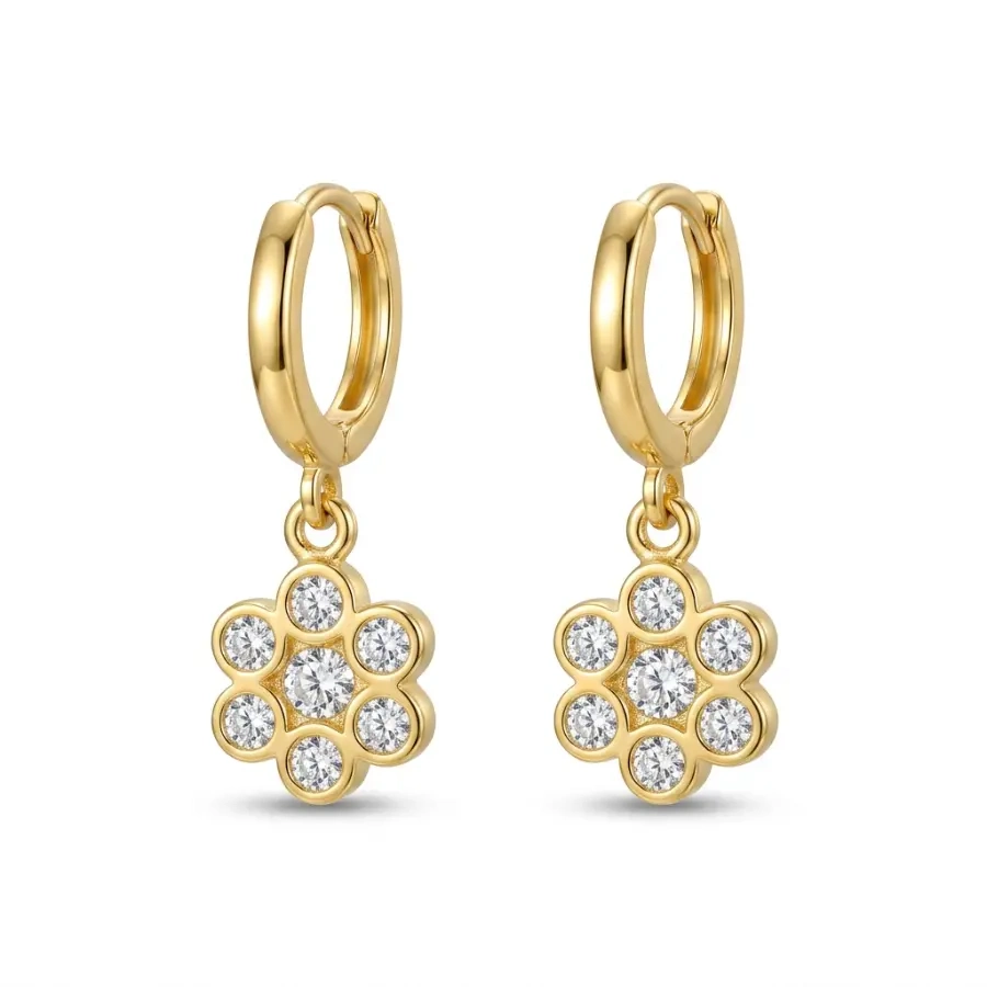 Brinco Argola Flor de Cristais
