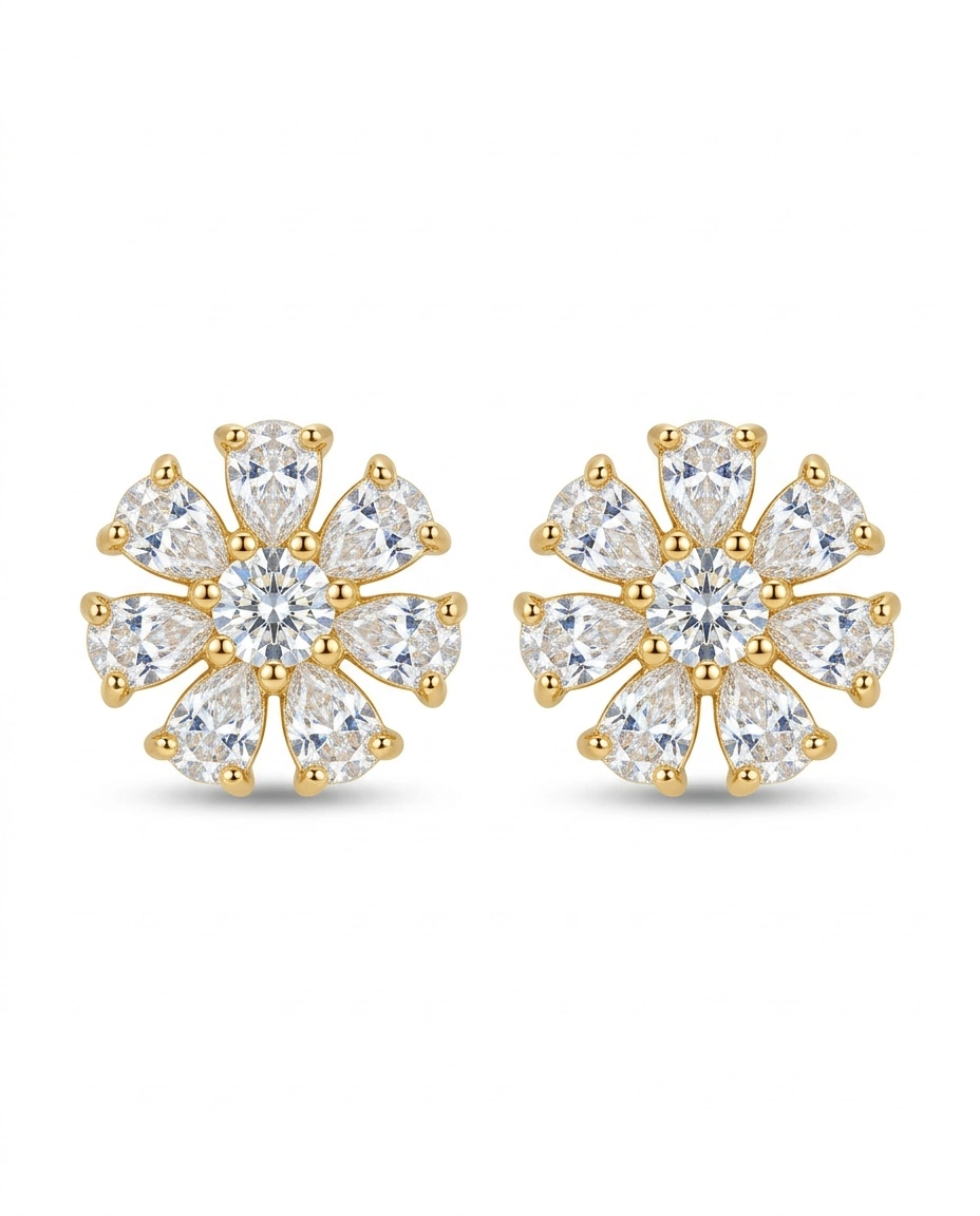Brinco Flor de Cristais