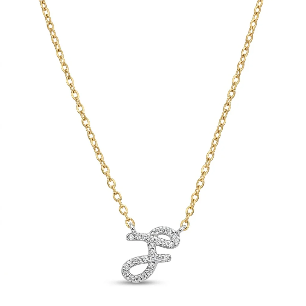 Colar Micro Zircônia Bicolor com a letra J